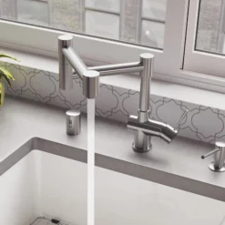 ALFI Solid Brushed Stainless Steel Retractable Single Hole Kitchen Faucet, AB2038-BSS