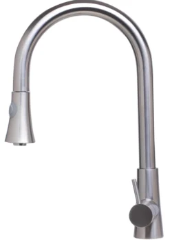 ALFI Solid Brushed Stainless Steel Pull Down Single Hole Kitchen Faucet, AB2034-BSS