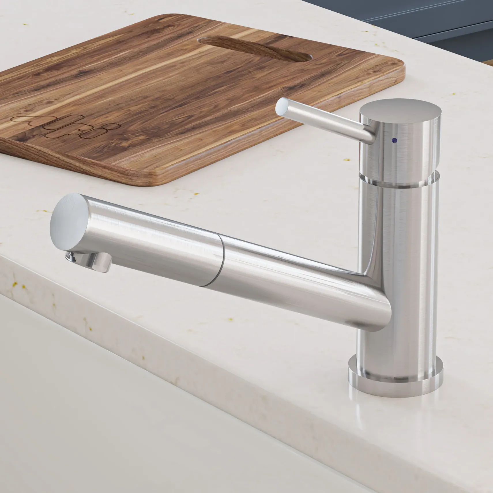 ALFI Solid Brushed Stainless Steel Pull Out Single Hole Kitchen Faucet, AB2025-BSS