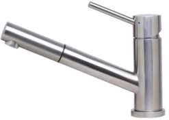ALFI Solid Brushed Stainless Steel Pull Out Single Hole Kitchen Faucet, AB2025-BSS