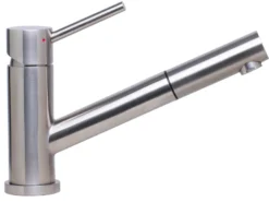 ALFI Solid Brushed Stainless Steel Pull Out Single Hole Kitchen Faucet, AB2025-BSS