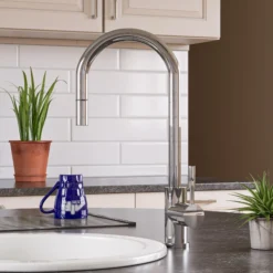 ALFI Solid Polished Stainless Steel Single Hole Pull Down Kitchen Faucet, AB2028-PSS