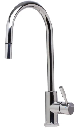 ALFI Solid Polished Stainless Steel Single Hole Pull Down Kitchen Faucet, AB2028-PSS