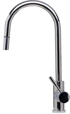ALFI Solid Polished Stainless Steel Single Hole Pull Down Kitchen Faucet, AB2028-PSS