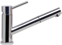 ALFI Solid Polished Stainless Steel Pull Out Single Hole Kitchen Faucet, AB2025-PSS