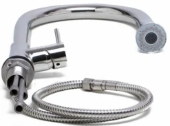 ALFI Solid Polished Stainless Steel Pull Down Single Hole Kitchen Faucet, AB2034-PSS