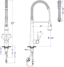 ALFI Solid Stainless Steel Commercial Spring Kitchen Faucet with Pull Down Shower Spray, AB2039S