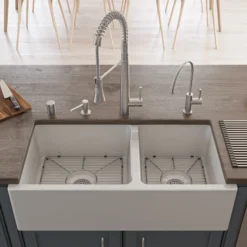 ALFI Solid Stainless Steel Commercial Spring Kitchen Faucet with Pull Down Shower Spray, AB2039S