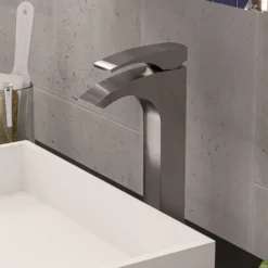 ALFI Tall Brushed Nickel Single Lever Bathroom Faucet, AB1587-BN