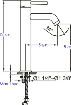 ALFI Tall Polished Chrome Single Lever Bathroom Faucet, AB1023-PC