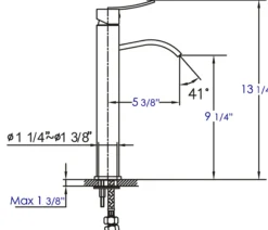 ALFI Tall Polished Chrome Tall Square Body Curved Spout Single Lever Bathroom Faucet, AB1158-PC