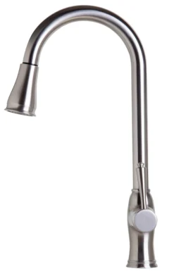 ALFI Traditional Solid Brushed Stainless Steel Pull Down Kitchen Faucet, AB2043-BSS