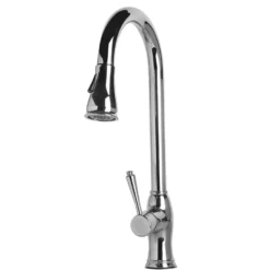 ALFI Traditional Solid Polished Stainless Steel Pull Down Kitchen Faucet, AB2043-PSS