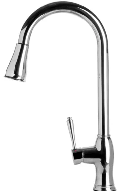 ALFI Traditional Solid Polished Stainless Steel Pull Down Kitchen Faucet, AB2043-PSS