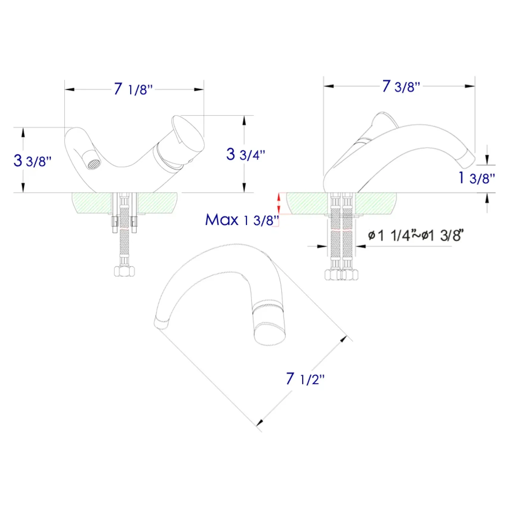 ALFI Wave Brushed Nickel Single Lever Bathroom Faucet, AB1572-BN