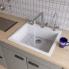ALFI White 24" Drop-In Single Bowl Granite Composite Kitchen Sink, AB2420DI-W
