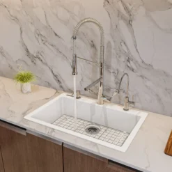 ALFI White 30" Drop-In Single Bowl Granite Composite Kitchen Sink, AB3020DI-W