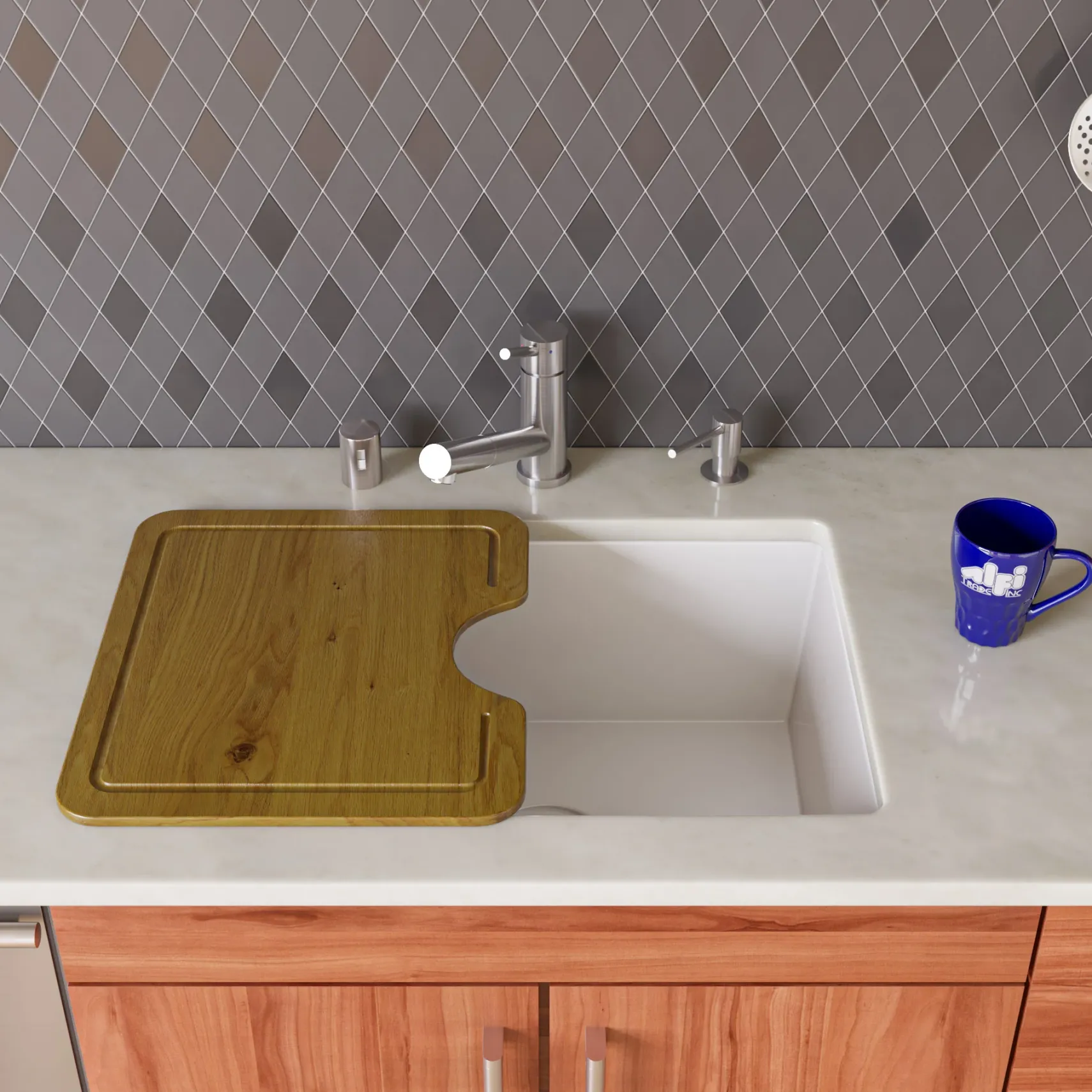 ALFI White 24" Undermount Single Bowl Granite Composite Kitchen Sink, AB2420UM-W