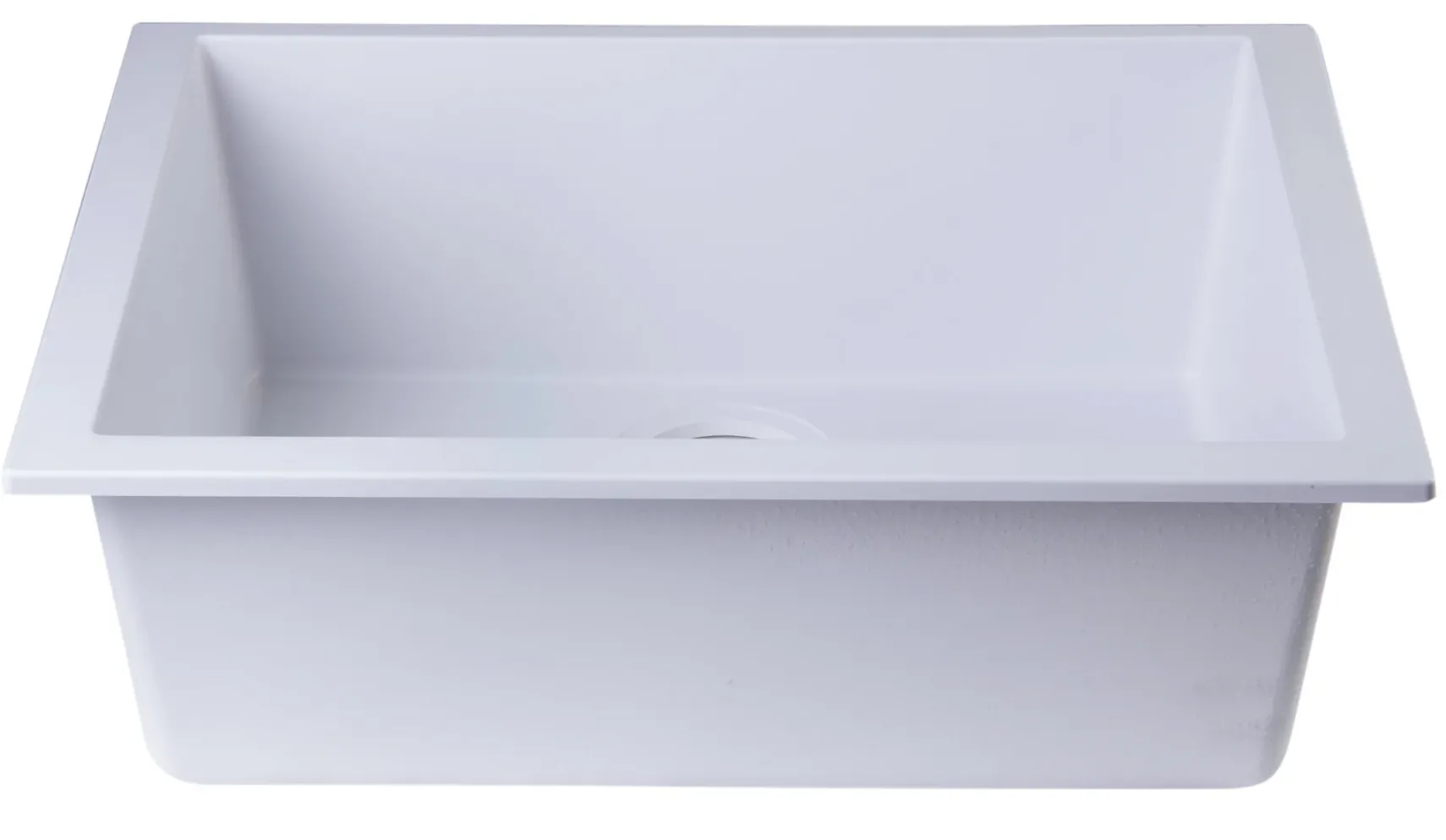 ALFI White 24" Undermount Single Bowl Granite Composite Kitchen Sink, AB2420UM-W