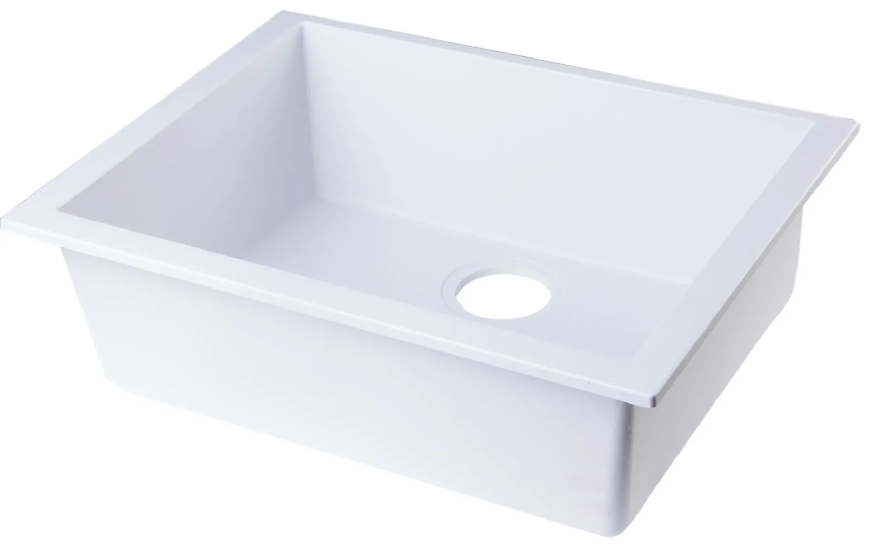 ALFI White 24" Undermount Single Bowl Granite Composite Kitchen Sink, AB2420UM-W