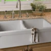 ALFI 39" Arched Double Bowl Thick Wall Fireclay Farmhouse Sink, White, AB3918ARCH-W