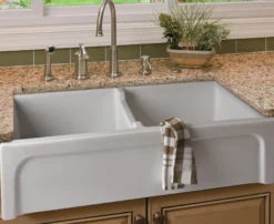 ALFI 39" Arched Double Bowl Thick Wall Fireclay Farmhouse Sink, White, AB3918ARCH-W
