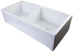 ALFI 39" Arched Double Bowl Thick Wall Fireclay Farmhouse Sink, White, AB3918ARCH-W