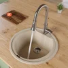 ALFI Biscuit 20" Drop-In Round Granite Composite Kitchen Prep Sink, AB2020DI-B
