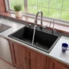 ALFI Black 33" Single Bowl Drop In Granite Composite Kitchen Sink, AB3322DI-BLA