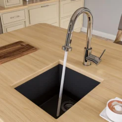 ALFI Black 17" Undermount Rectangular Granite Composite Kitchen Prep Sink, AB1720UM-BLA
