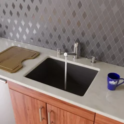 ALFI Black 24" Undermount Single Bowl Granite Composite Kitchen Sink, AB2420UM-BLA