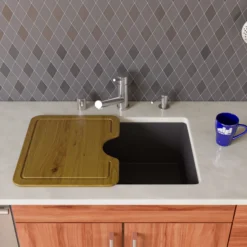 ALFI Black 24" Undermount Single Bowl Granite Composite Kitchen Sink, AB2420UM-BLA