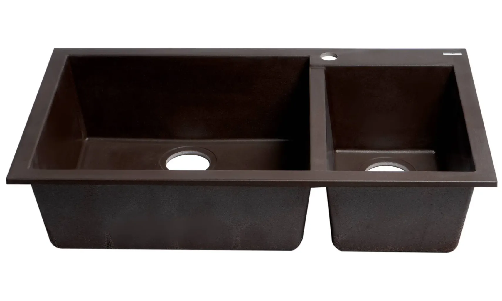 ALFI brand AB3319DI-C Chocolate 34" Double Bowl Drop In Granite Composite Kitchen Sink