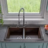 ALFI brand AB3420DI-C Chocolate 34" Drop-In Double Bowl Granite Composite Kitchen Sink
