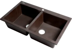 ALFI brand AB3420DI-C Chocolate 34" Drop-In Double Bowl Granite Composite Kitchen Sink