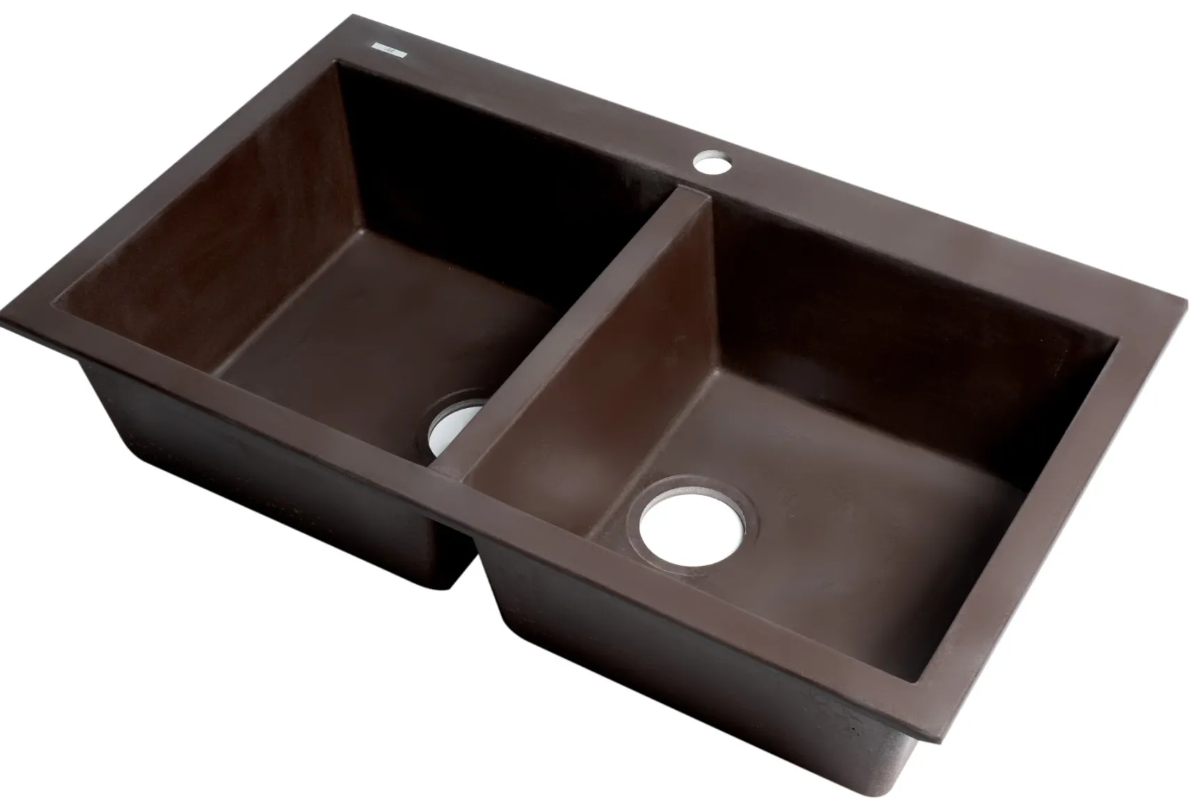 ALFI brand AB3420DI-C Chocolate 34" Drop-In Double Bowl Granite Composite Kitchen Sink