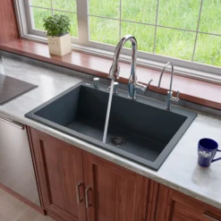 ALFI brand AB3322DI-T Titanium 33" Single Bowl Drop In Granite Composite Kitchen Sink