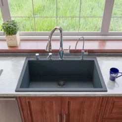 ALFI brand AB3322DI-T Titanium 33" Single Bowl Drop In Granite Composite Kitchen Sink