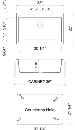 ALFI brand AB3322DI-T Titanium 33