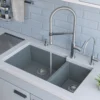 ALFI brand AB3319UM-T Titanium 34" Double Bowl Undermount Granite Composite Kitchen Sink