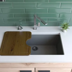 ALFI brand AB3020UM-T Titanium 30" Undermount Single Bowl Granite Composite Kitchen Sink