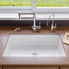 ALFI brand 32" Dual Mount Fireclay Kitchen Sink, White, No Faucet Hole, ABF3219SUD-W