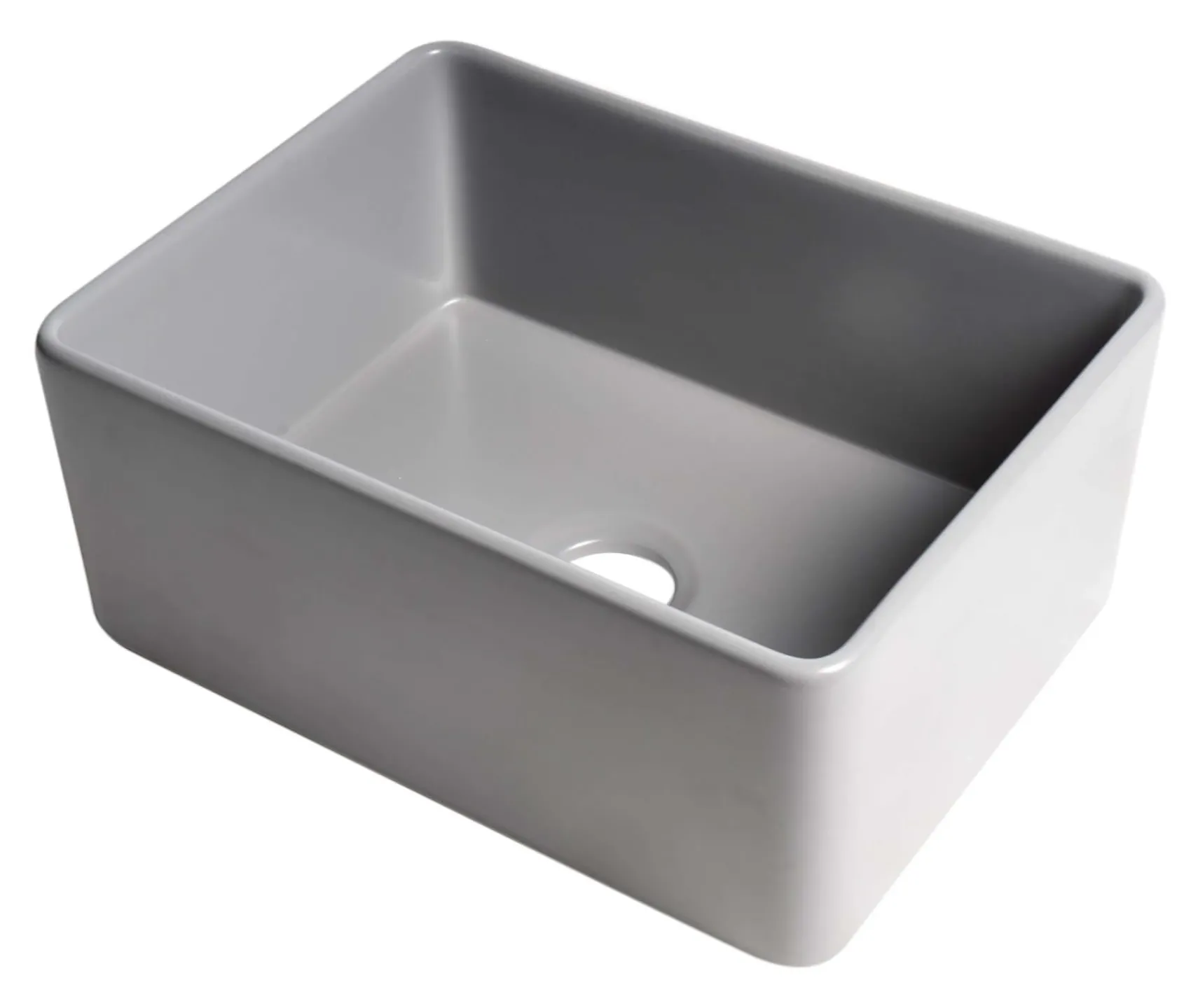 ALFI brand 24" Fireclay Farmhouse Sink, Gray Matte, No Faucet Hole, ABF2418-GM