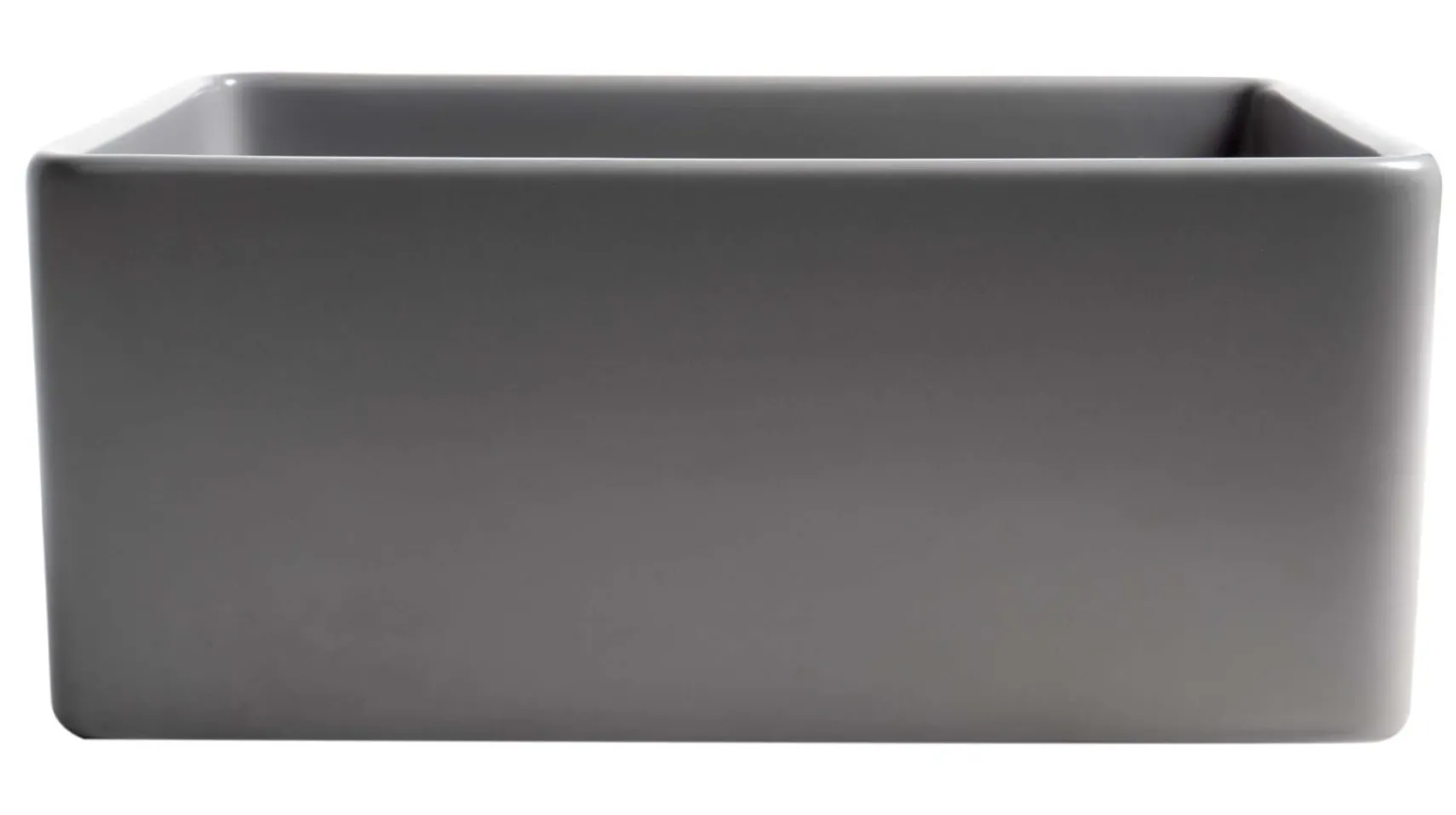 ALFI brand 24" Fireclay Farmhouse Sink, Gray Matte, No Faucet Hole, ABF2418-GM