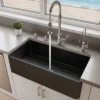 ALFI brand 36" Fireclay Farmhouse Sink, Black Matte, No Faucet Hole, ABF3618-BM