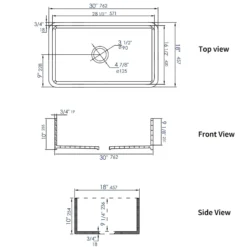 ALFI brand 30" Fireclay Farmhouse Sink, Gray Matte, No Faucet Hole, ABF3018-GM