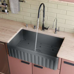 ALFI brand 33" Fireclay Farmhouse Sink, Concrete, ABCO3320SB