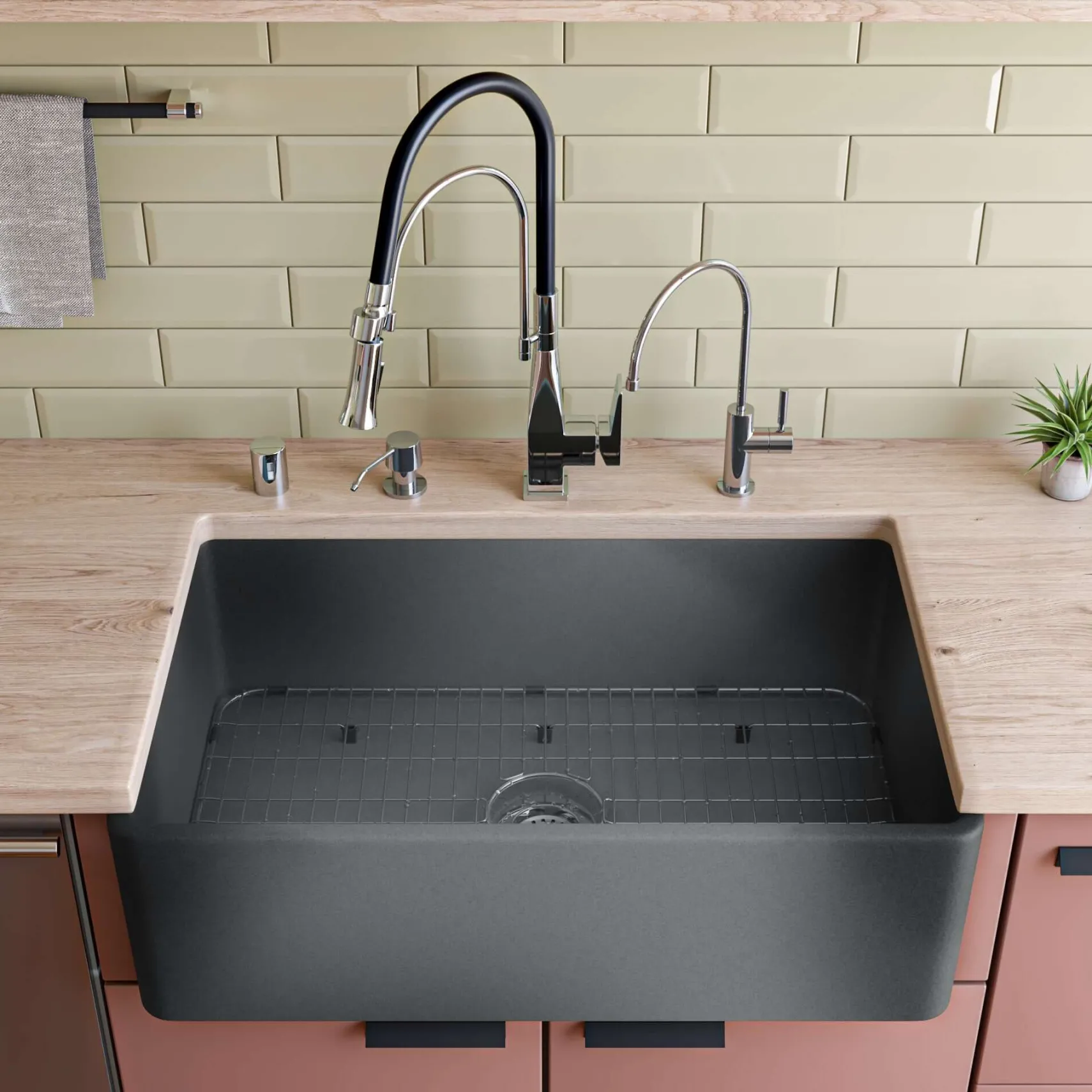 ALFI brand 33" Fireclay Farmhouse Sink, Concrete, ABCO3320SB