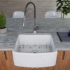 ALFI brand 24" Fireclay Farmhouse Sink with Accessories, White, ABFC2420-W