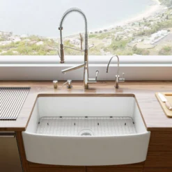 ALFI brand 33" Fireclay Farmhouse Sink with Accessories, White, ABFC3320S-W